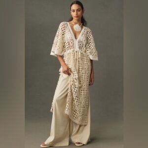 Anthropologie crochet lace midi cover up dress nwt